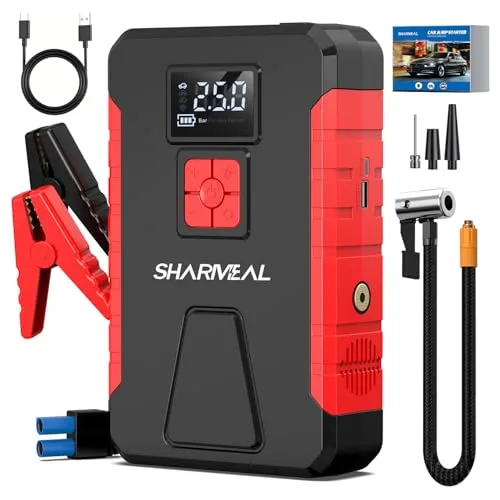 Sharmeal Starthilfe-Power-Pack mit 150 PSI Luftkompressor