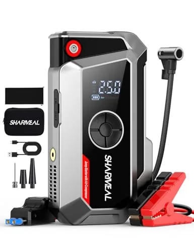 Sharmeal 8000A Jump Starter with 250 PSI Air Compressor