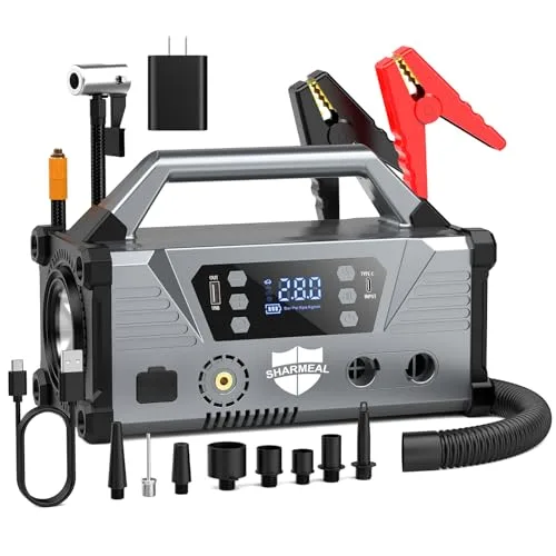 Sharmeal 9000A Jump Starter with Air Compressor